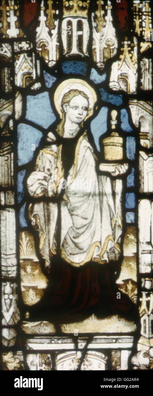 English stained glass window Ste. Maria Magdelena 15th century Glasgow, The Burrell collection Stock Photo