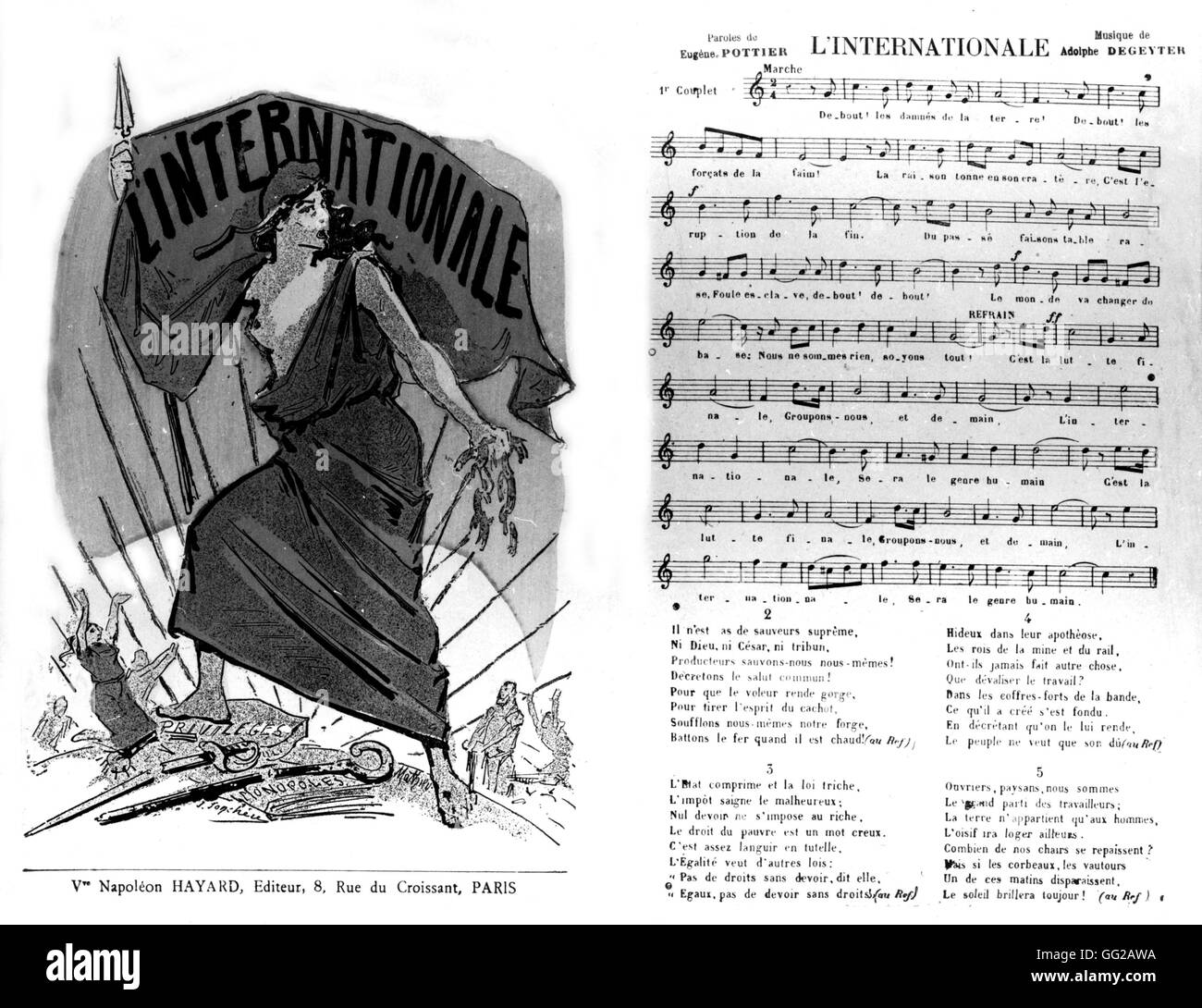 Score of the song 'The Internationale' 1914 France Amsterdam, International institute of social history Stock Photo
