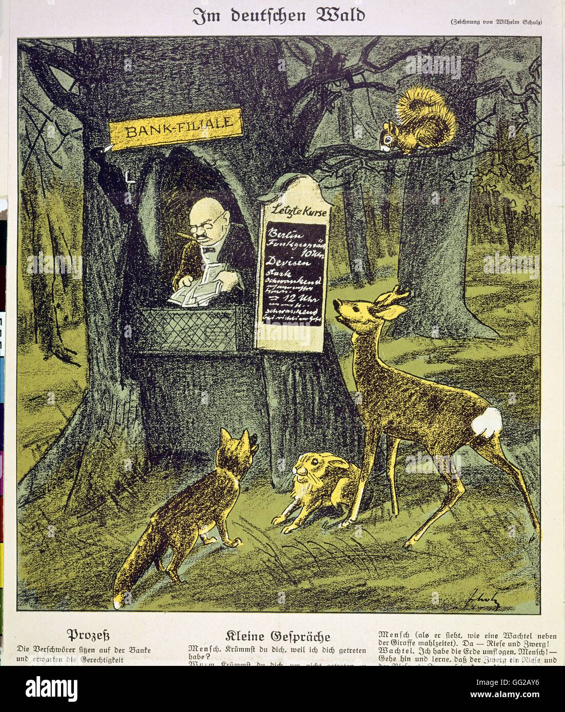 Schulz In the German woods, a bank subsidiary  1923 Germany Stock Photo
