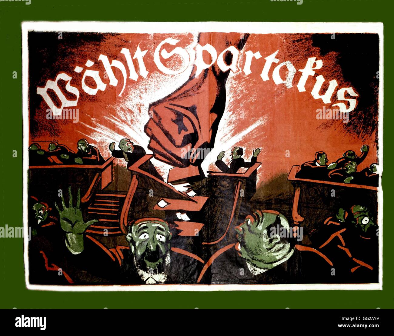 Propaganda poster of the Spartakists. 'Spartakists, vote for the Spartakus Group!' 1920 Germany - Berlin Stock Photo