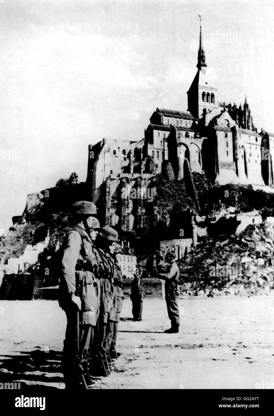 Occupation of Mount Saint Michel 1940 France - World War 2 Paris. National Library Stock Photo