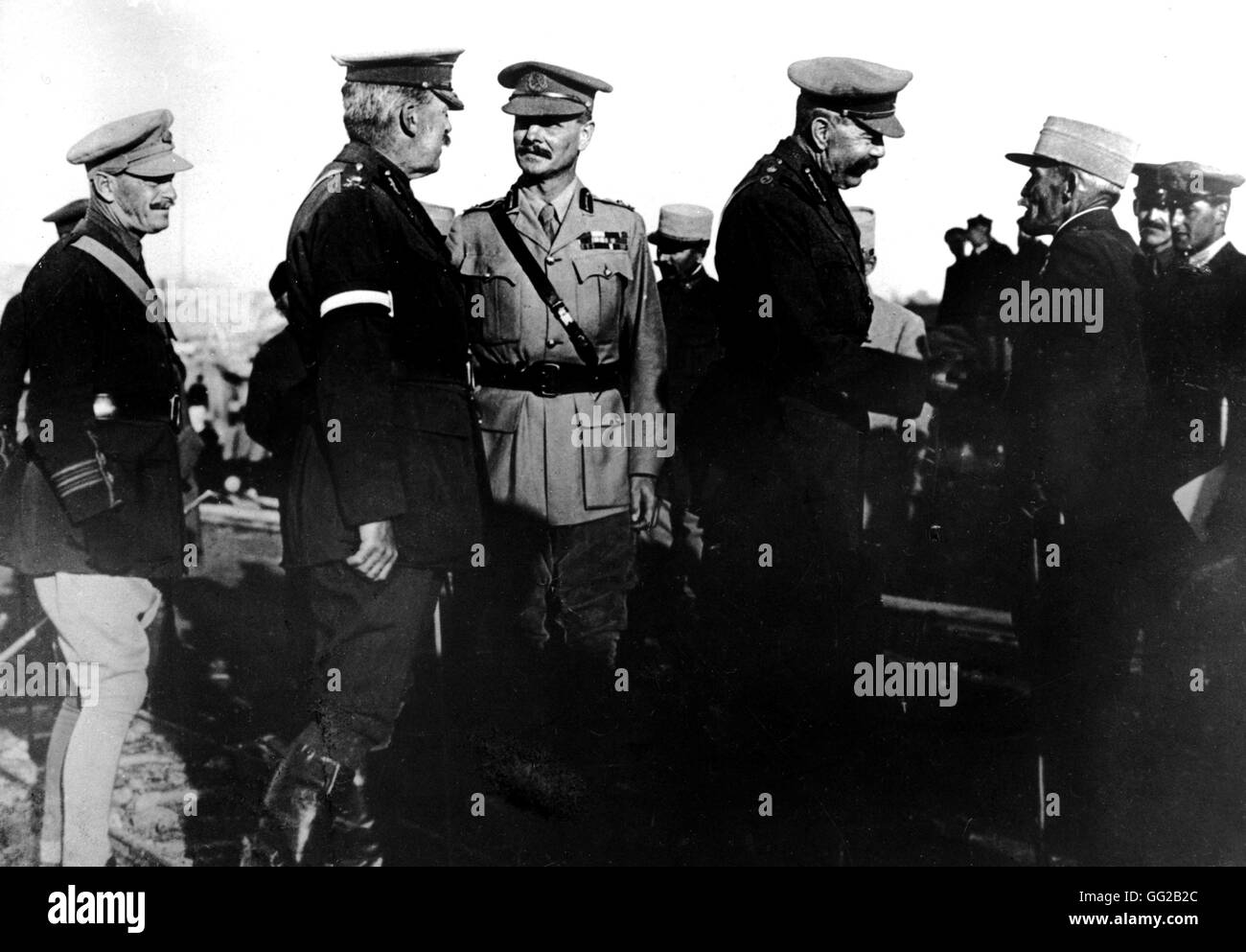 Kitchener with General Sanarl. Behind him, Sir W.R. Birdwood, chief of the Anzac Corps 1916 World War I Vincennes. War museum Stock Photo