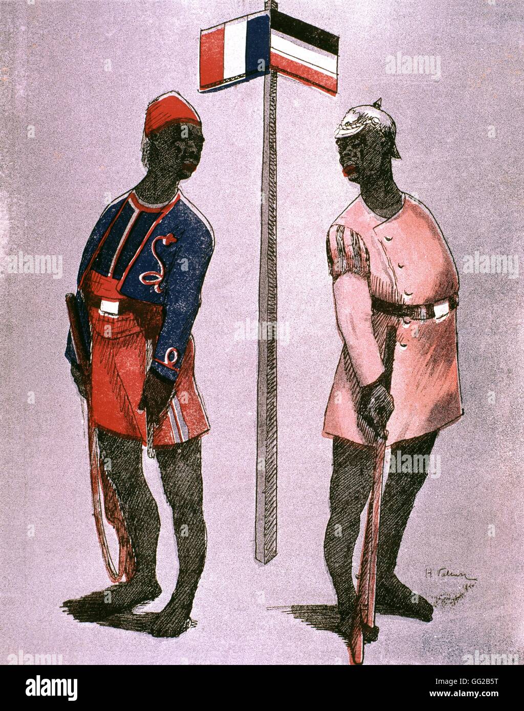 Caricature by H. Valensi: 'The victims' The Germans occupying now Congo, after Agadir France, november 4, 1911 Stock Photo