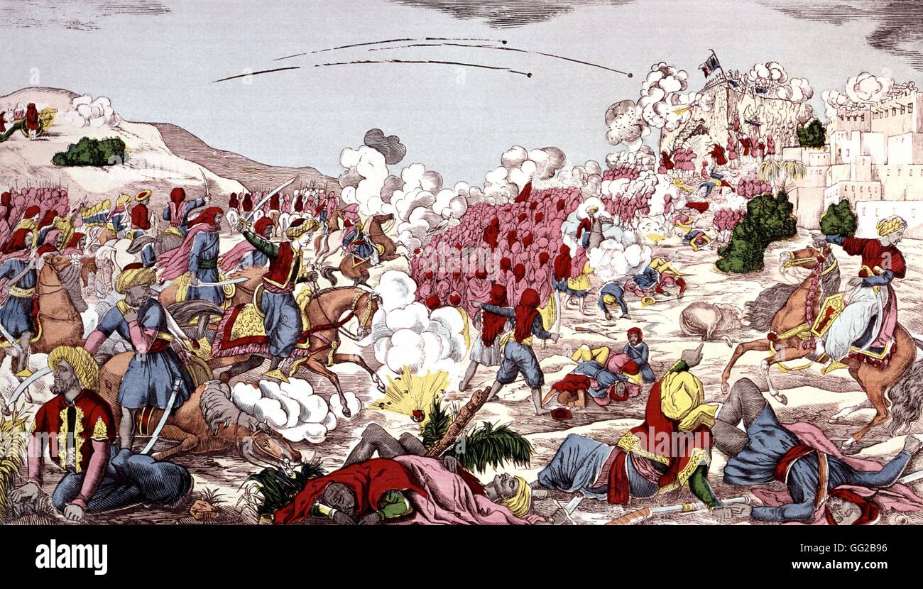Conquest of Algeria. Defence of Mazagran Algeria - Colonization  1840 Stock Photo