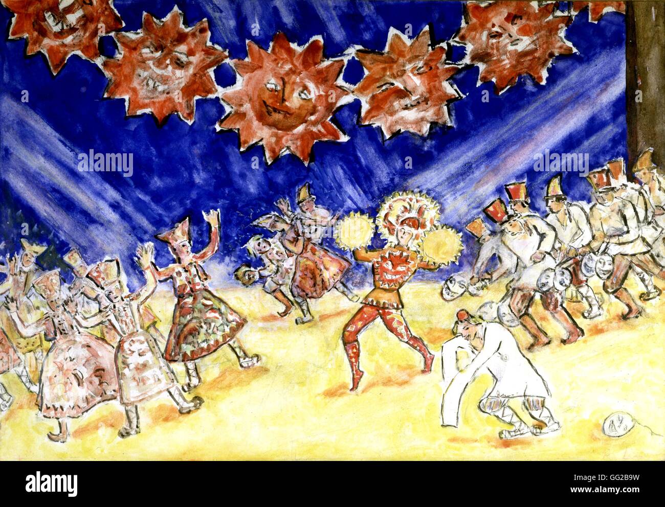 Michel Larionov 'Midnight sun'. Music by Rimsky-Korsakoff. Choreography by Massine. Dancing scene 1915 Russian ballets Paris. musée des Arts Décoratifsratifs Stock Photo