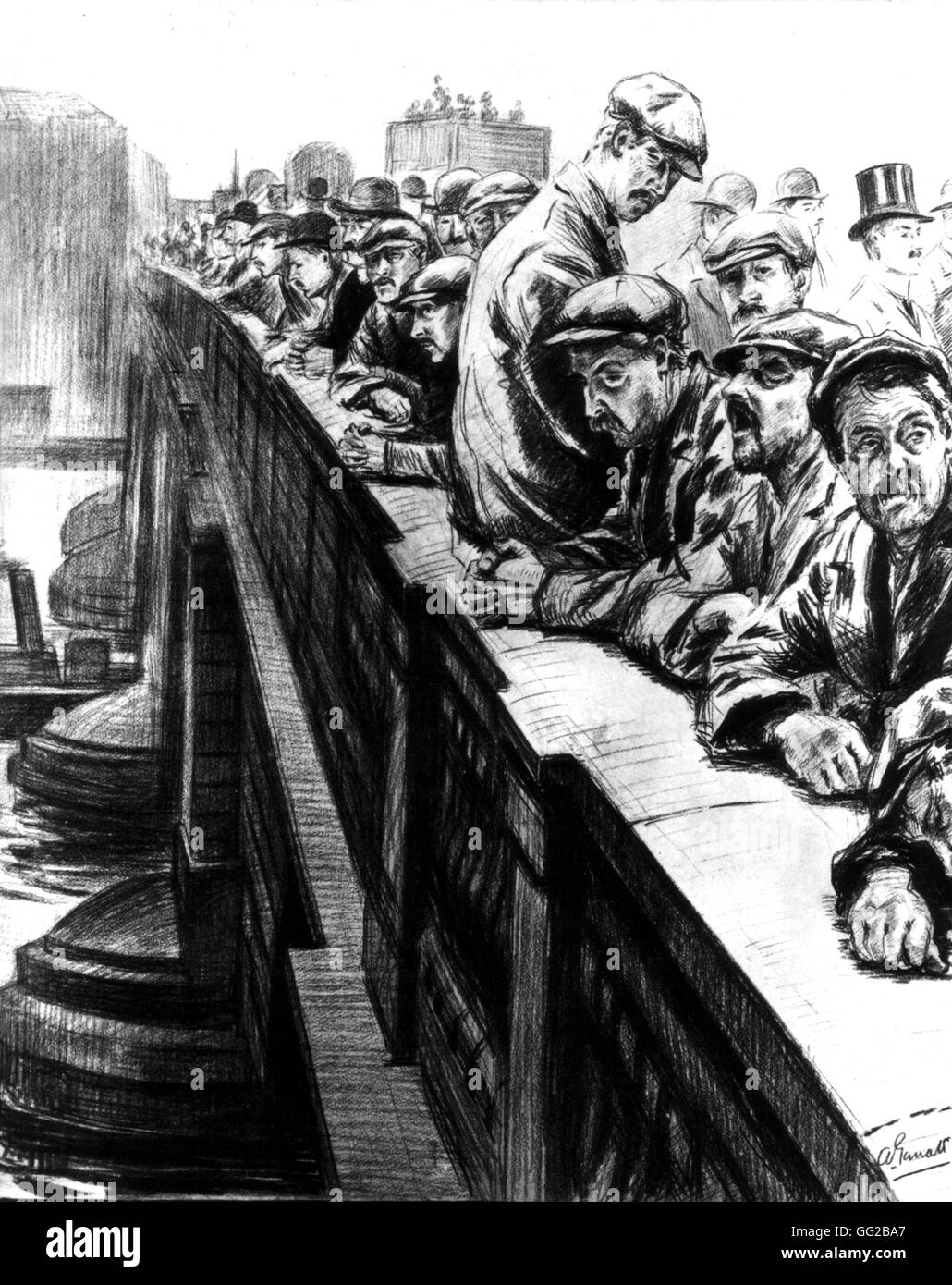 Drawing by Arthur Garratt, unemployment in London  1911 Great Britain Stock Photo