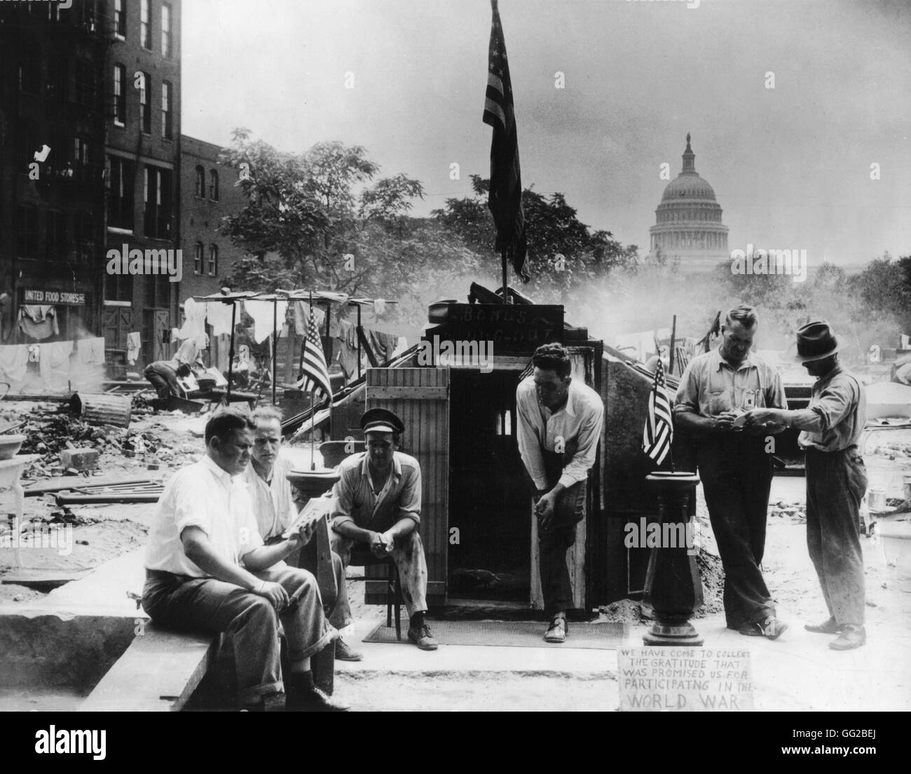 Bonus army in Washington, D.C. 1932 United States Washington. Library of Congress Stock Photo