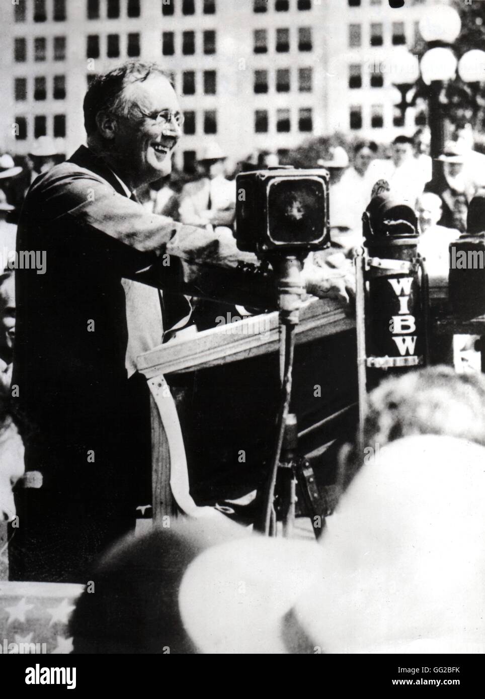 Franklin Delano Roosevelt in Atlanta during the election campaign November 1932 United States Paris. Bibliothèque nationale Stock Photo