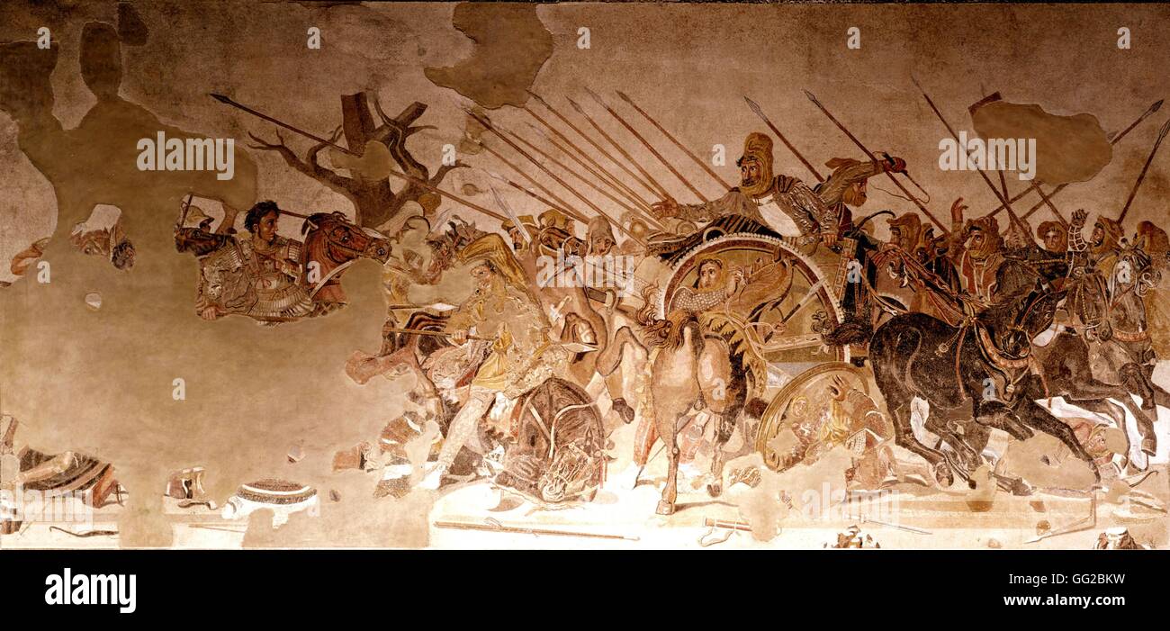 Mosaic from Pompei Battle between Darius and Alexander the Great Ancient Greece Stock Photo