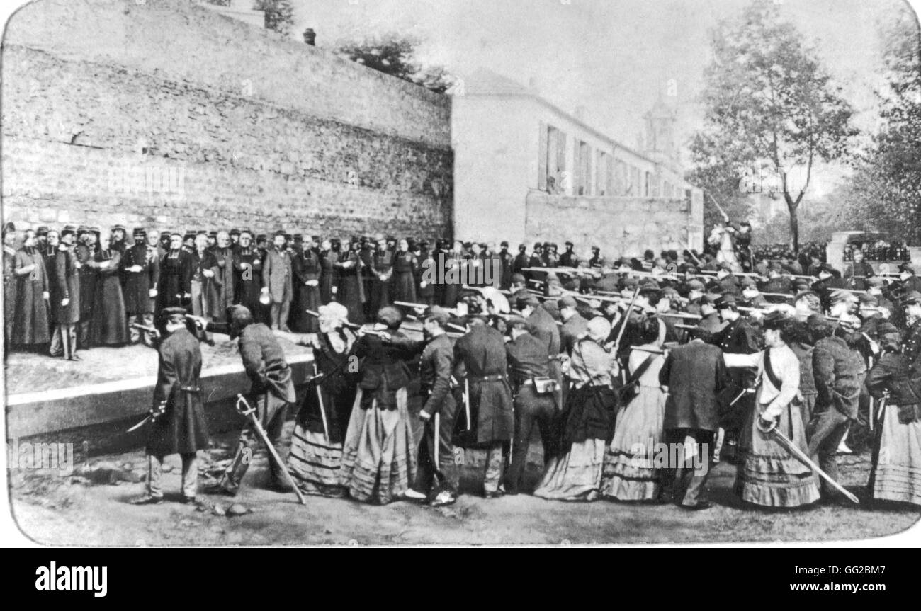 Execution of the Commune hostages (Photomontage made after the Commune) 1871 France - Paris Commune Paris. Bibliothèque nationale Stock Photo