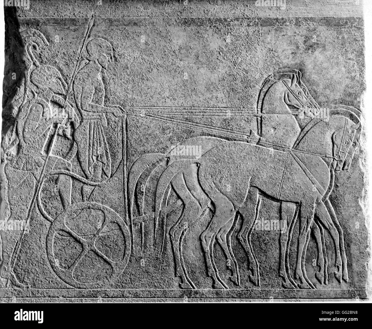 Detail of a bas-relief: a warrior 6th century B.C. ancient Greece Stock Photo