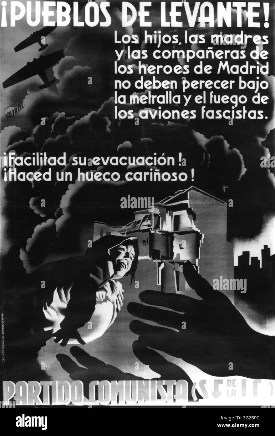 Poster by Renan exposing the crimes of Franco supporters at the time of the battle of Madrid 1936 Spain - Spanish civil war Stock Photo