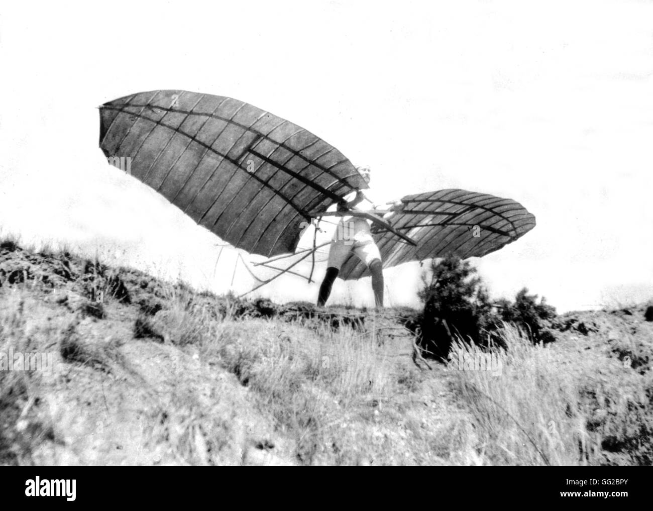 Test of a flying machine (Otto Lilienthal) 1895 Washington. Library of Congress Stock Photo