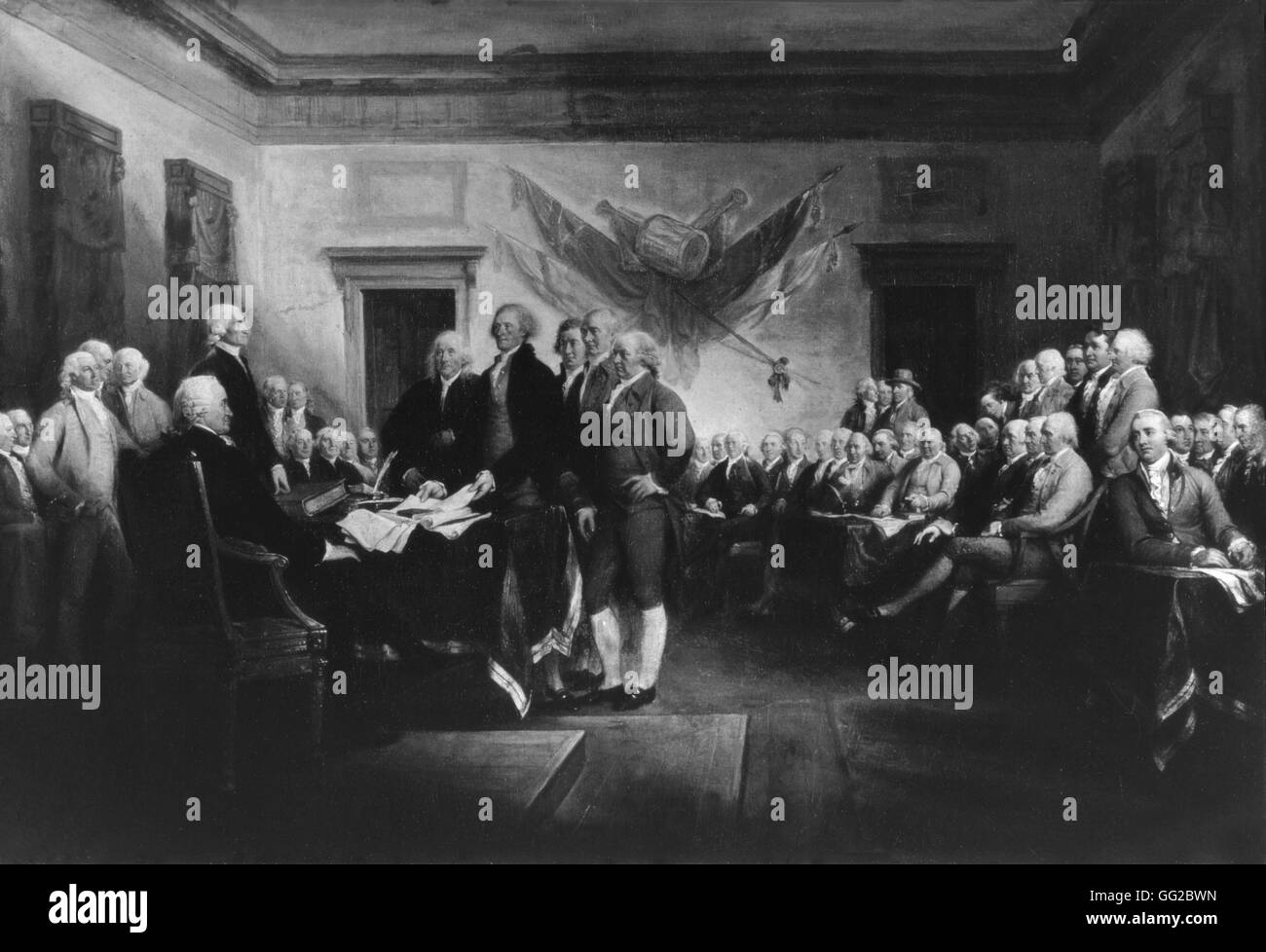 Signing of the American Declaration of Independence, July 4, 1776. 18th century United States Yale University Stock Photo