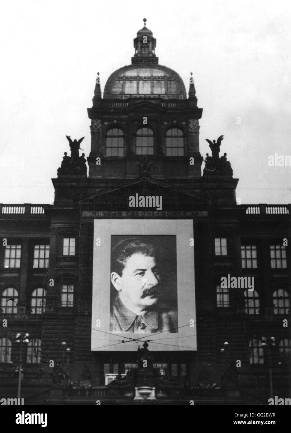 Stalin propaganda in Prague Around 1950 Czechoslovakia Stock Photo