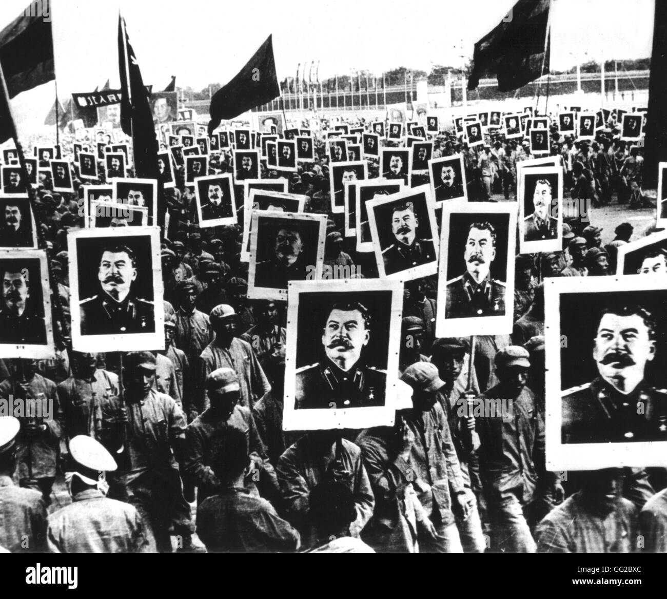Demonstration celebrating Stalin 1950 China National Archives - Washington Stock Photo