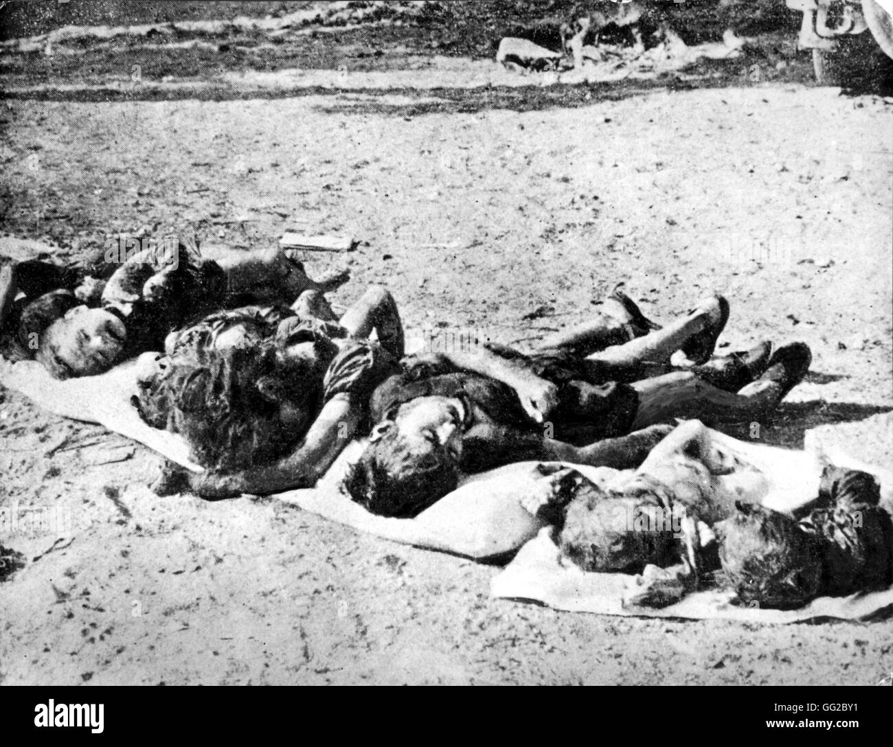 European victims of the F.L.N. (National Liberation Front), after the El Halia slaughter 1954-1962 France - Algerian War of Independence Stock Photo