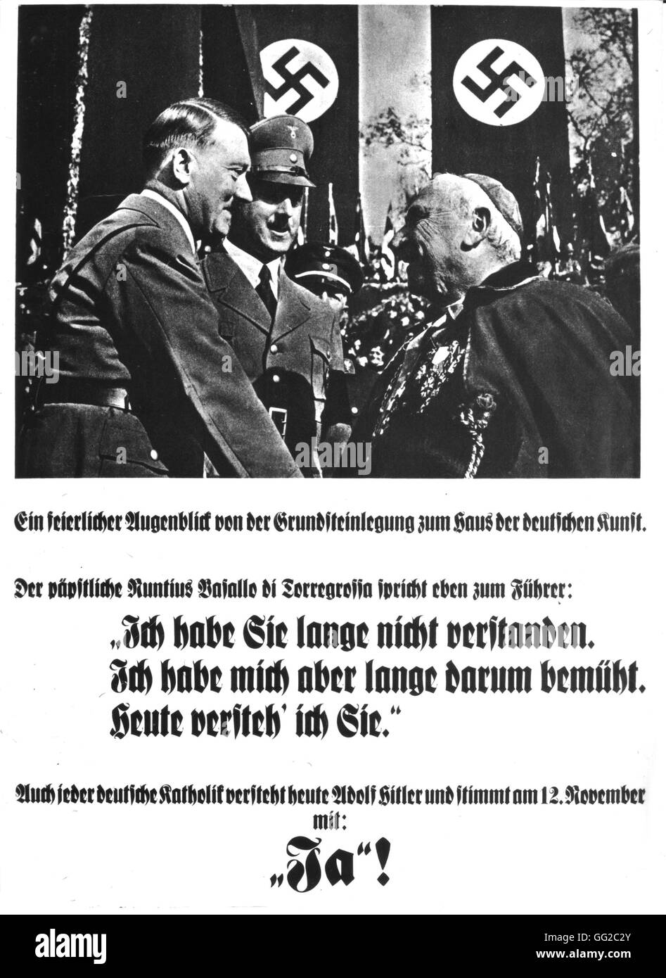 Propaganda poster about Hitler's agreement with the Church November 1933 Germany Stock Photo