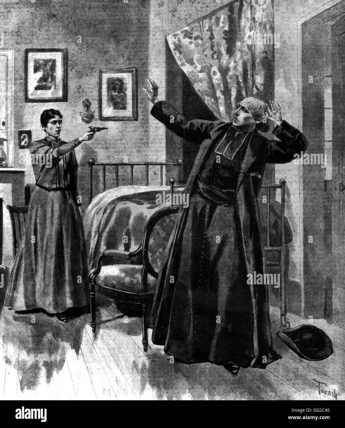 Anarchist attack. Assassination of abbot de Broglie May 1895 France Stock Photo