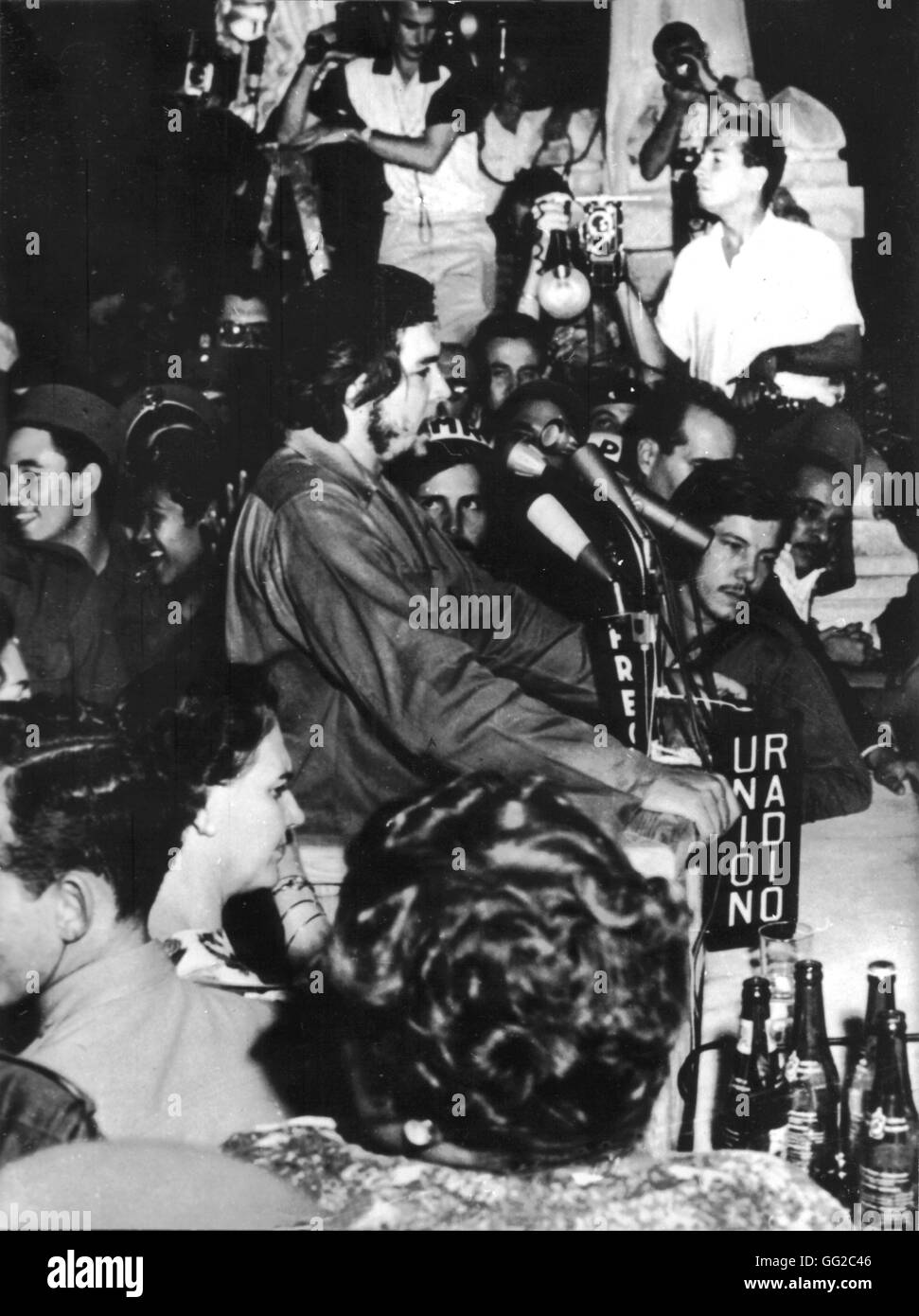 Press conference of Che Guevara (1928-1967) 20th century Cuba Stock Photo