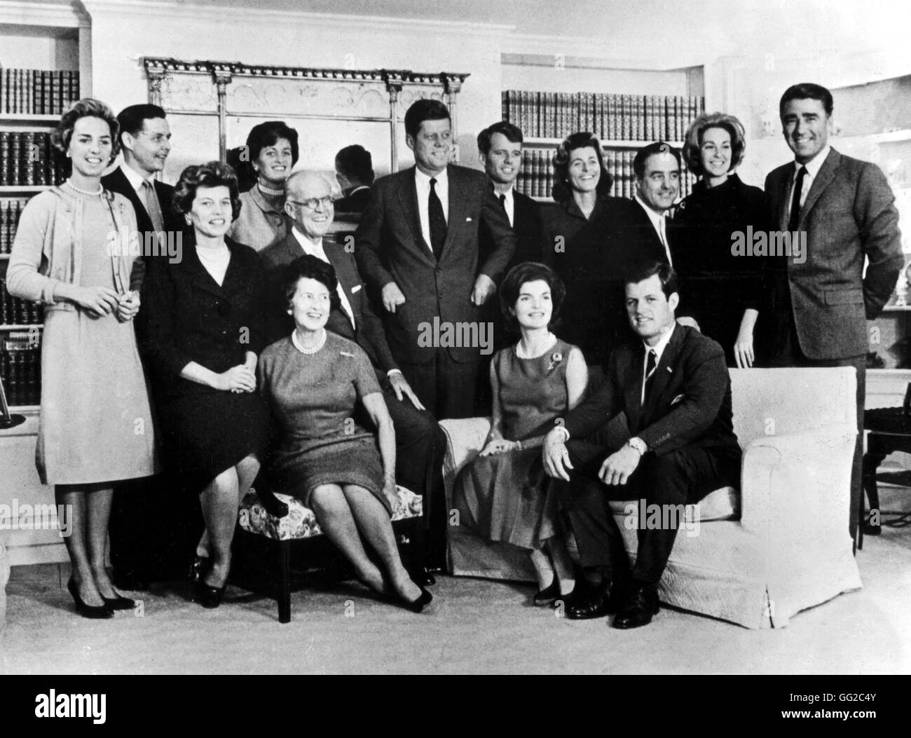 The Kennedy family c.1961 United States National archives. Washington Stock Photo