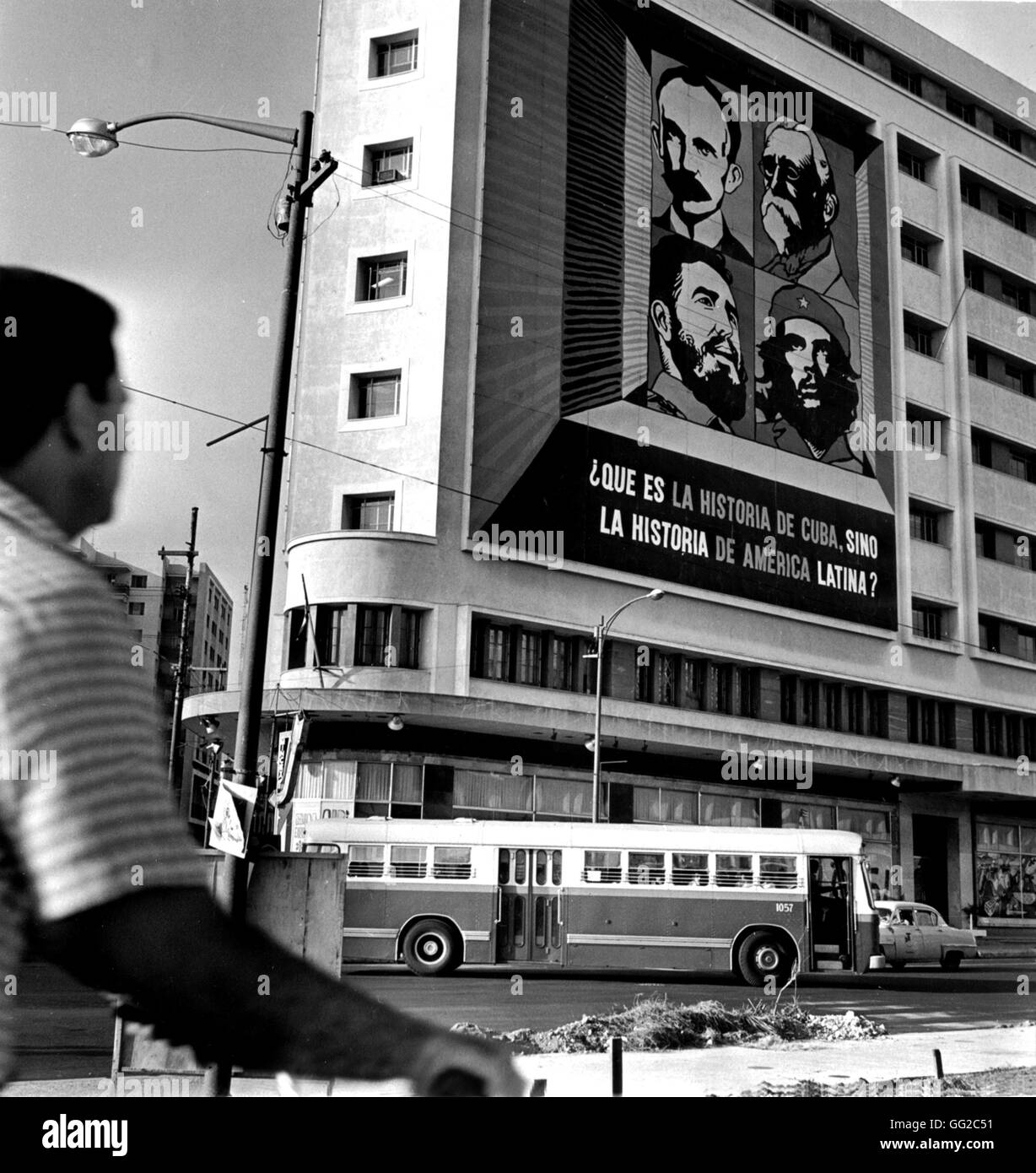 Giant posters announcing the 1st Conference of the Latin American solidarity organization July 1967 Cuba Stock Photo
