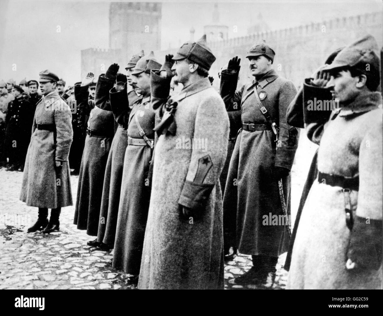 Léon Trotsky receiving soldiers in Moscow November 7, 1924 U.S.S.R. Stock Photo