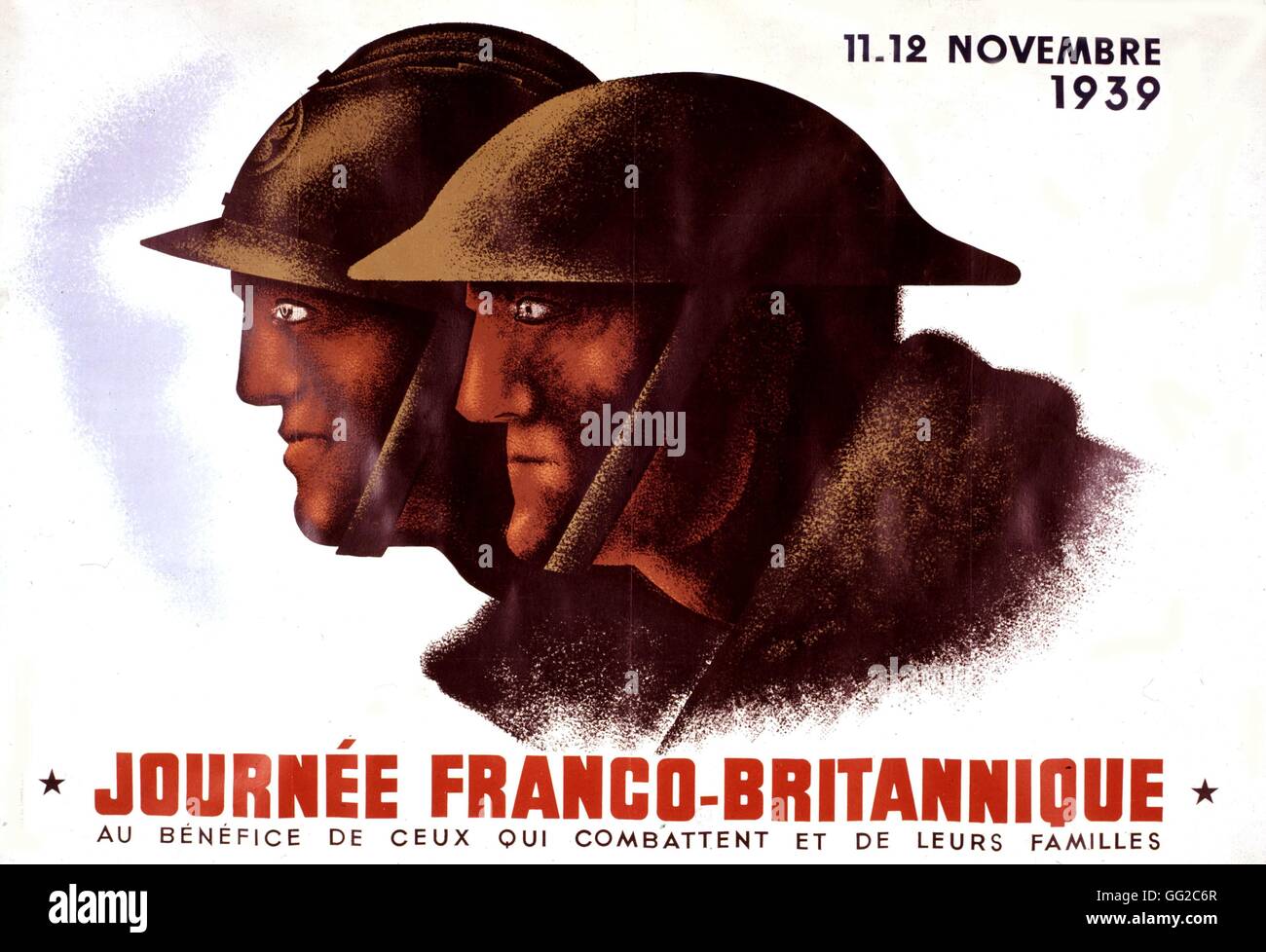 Poster published on the French-British Day, in aid of the combatants and their families November 11-12, 1939 France - World War II Paris. Bibliothèque nationale Stock Photo