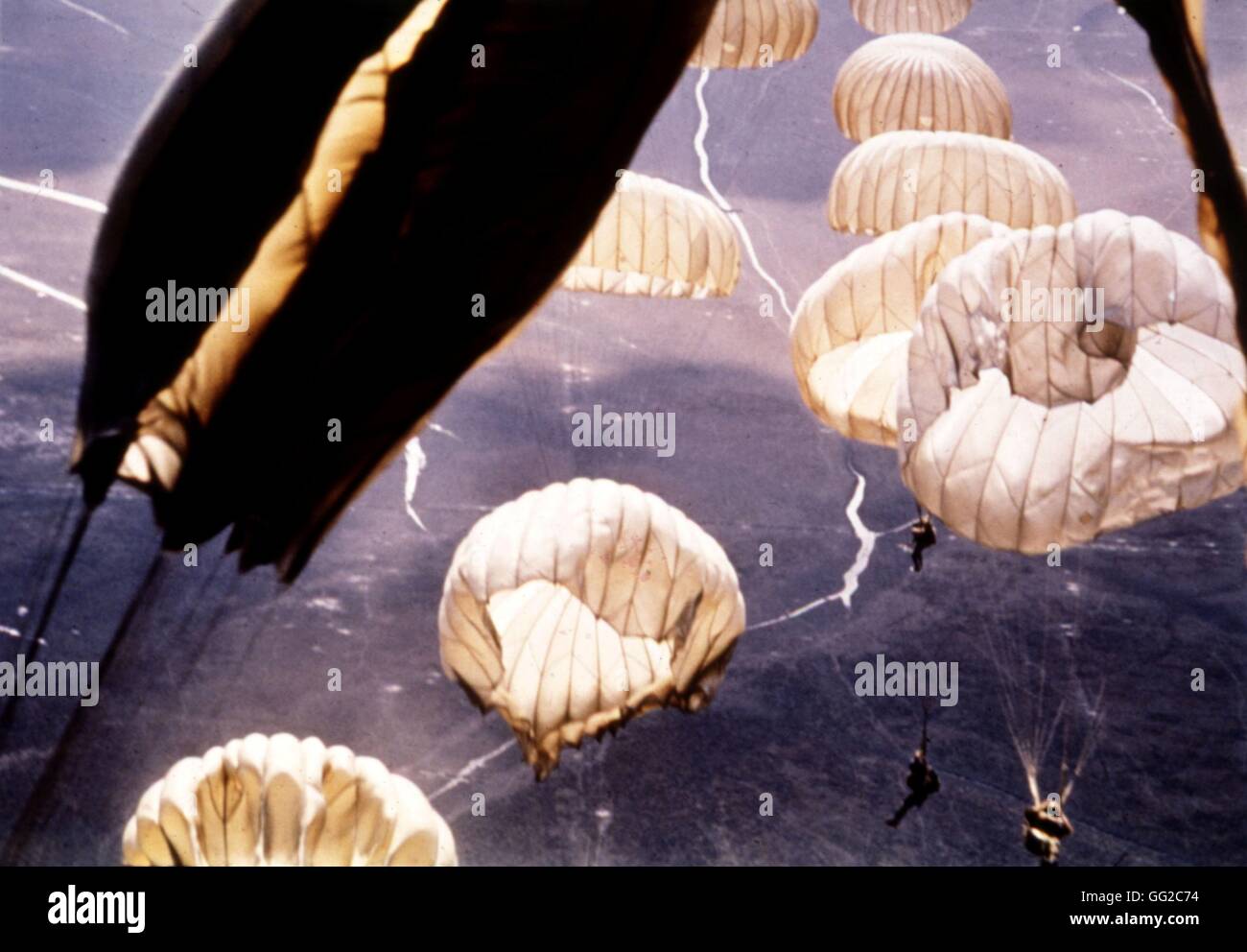 Troops parachuted in South East Asia c. 1968 Vietnam War U.S. Air Force Stock Photo