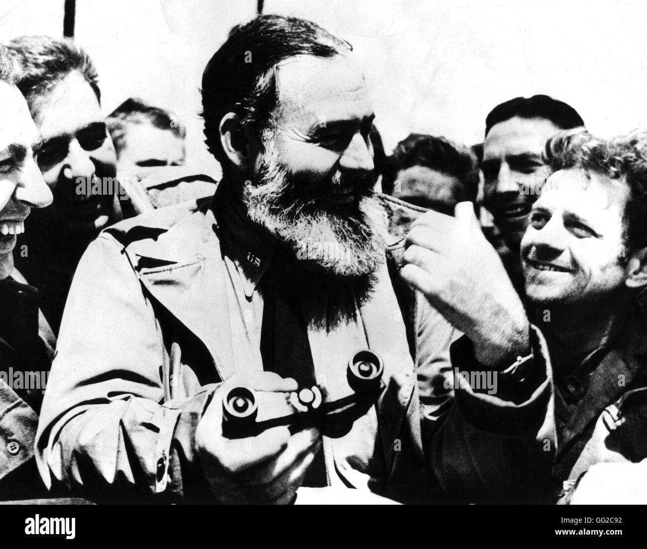 Ernest Hemingway, war correspondent  1944 World War II Stock Photo