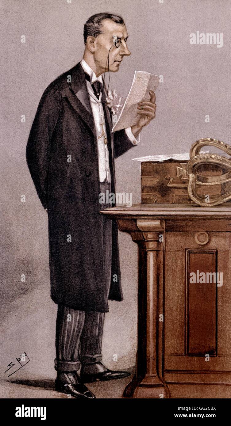 Satirical cartoon by Spy. Portrait of Joseph Chamberlain 1902 England London. British museum Stock Photo