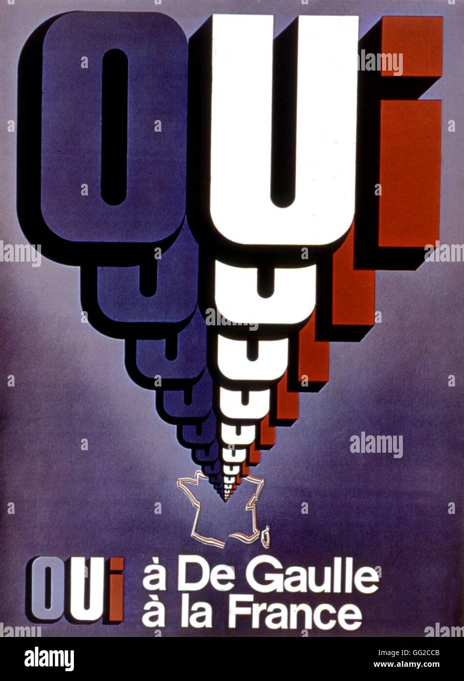 U.D.R. election poster: 'Yes to De Gaulle' 1969 France Stock Photo