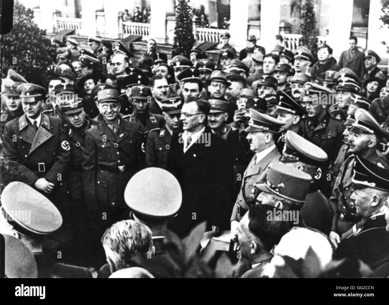 Hitler and Seyss Inquart in Vienna March 16, 1938 Austria Paris. Bibliothèque nationale Stock Photo