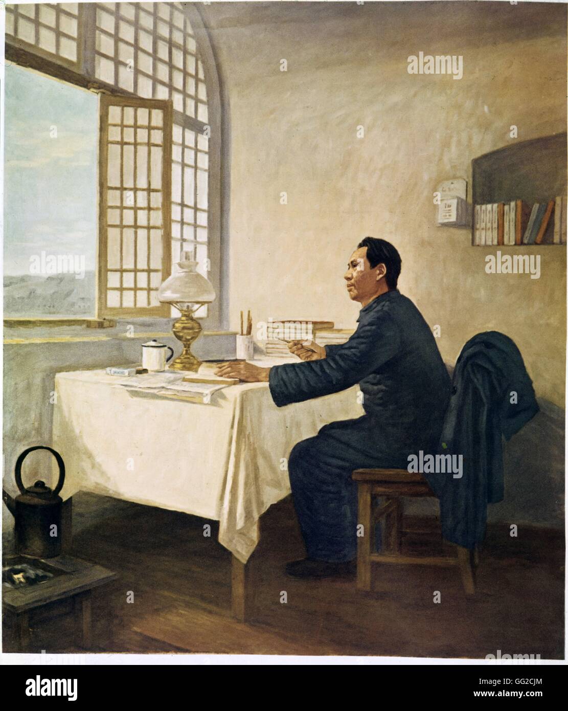 Mao Tse Tung writing in Yennan (c.1930, during the Long March) 1960 China Stock Photo