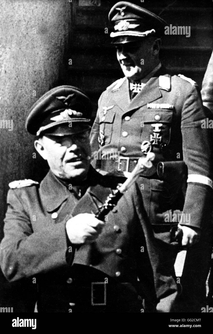Italian front: General Kesselring on the Monte Cassino front He was Chief of the General Staff of the Luftwaffe in 1936 and was sent to Algeria and Italy. He was condemned to death as war criminal in 1946 by the martial court and was reprieved in 1952. Ma Stock Photo