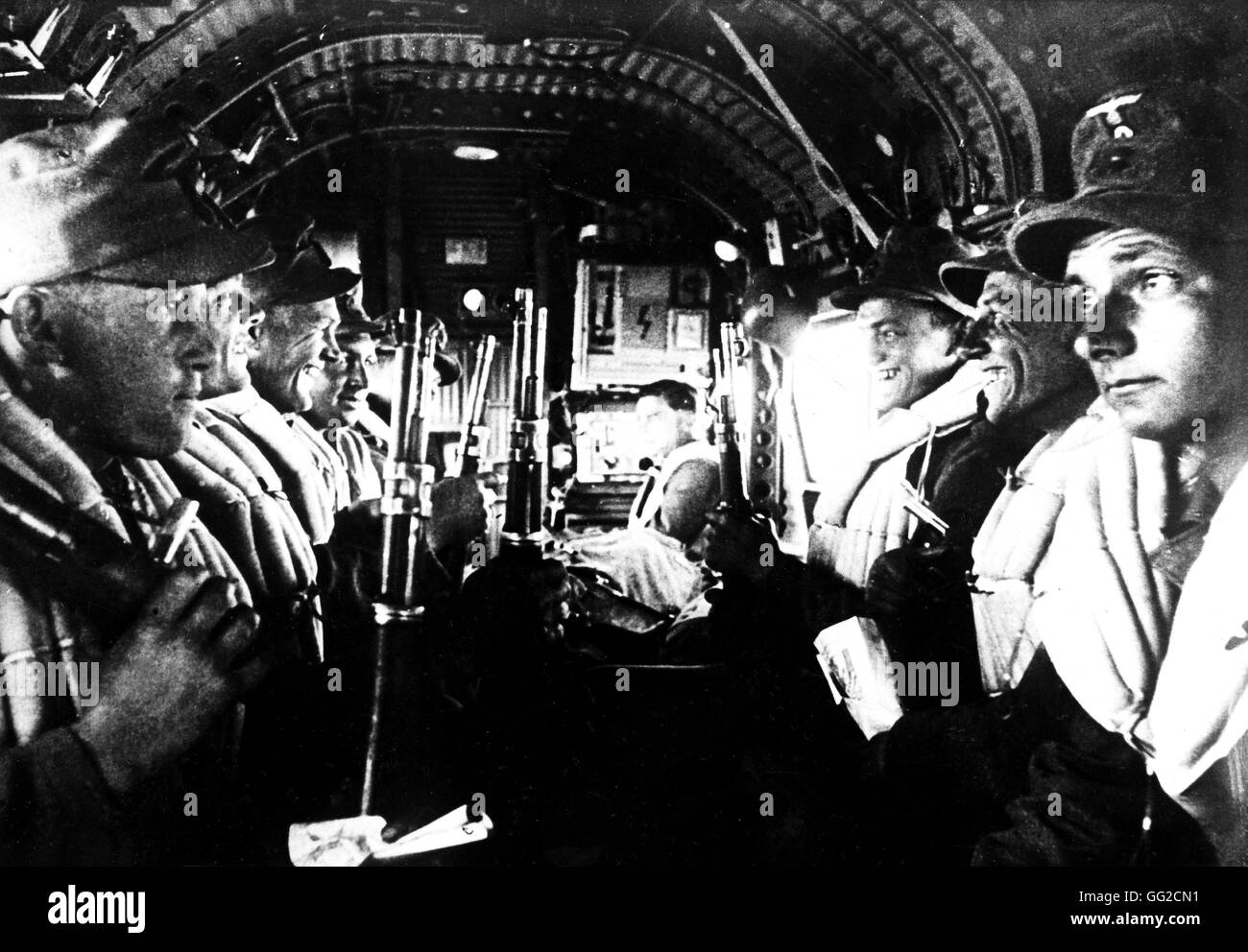 Military operations in Crete: Interior of a German plane June 1941 Greece, 1939-1954 war Stock Photo