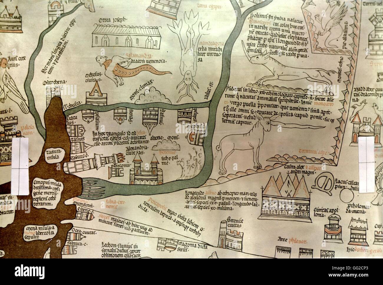 Hereford map Detail of the Nile delta  Middle Ages Egypt London, British museum Stock Photo