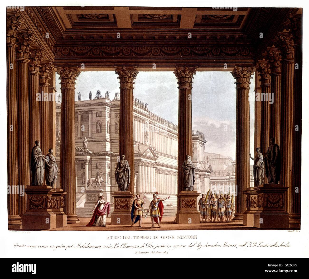 Sanquirico Theater set for Mozart opera's 'The Clemency of Titus' 1819 London, Victoria and Albert museum Stock Photo