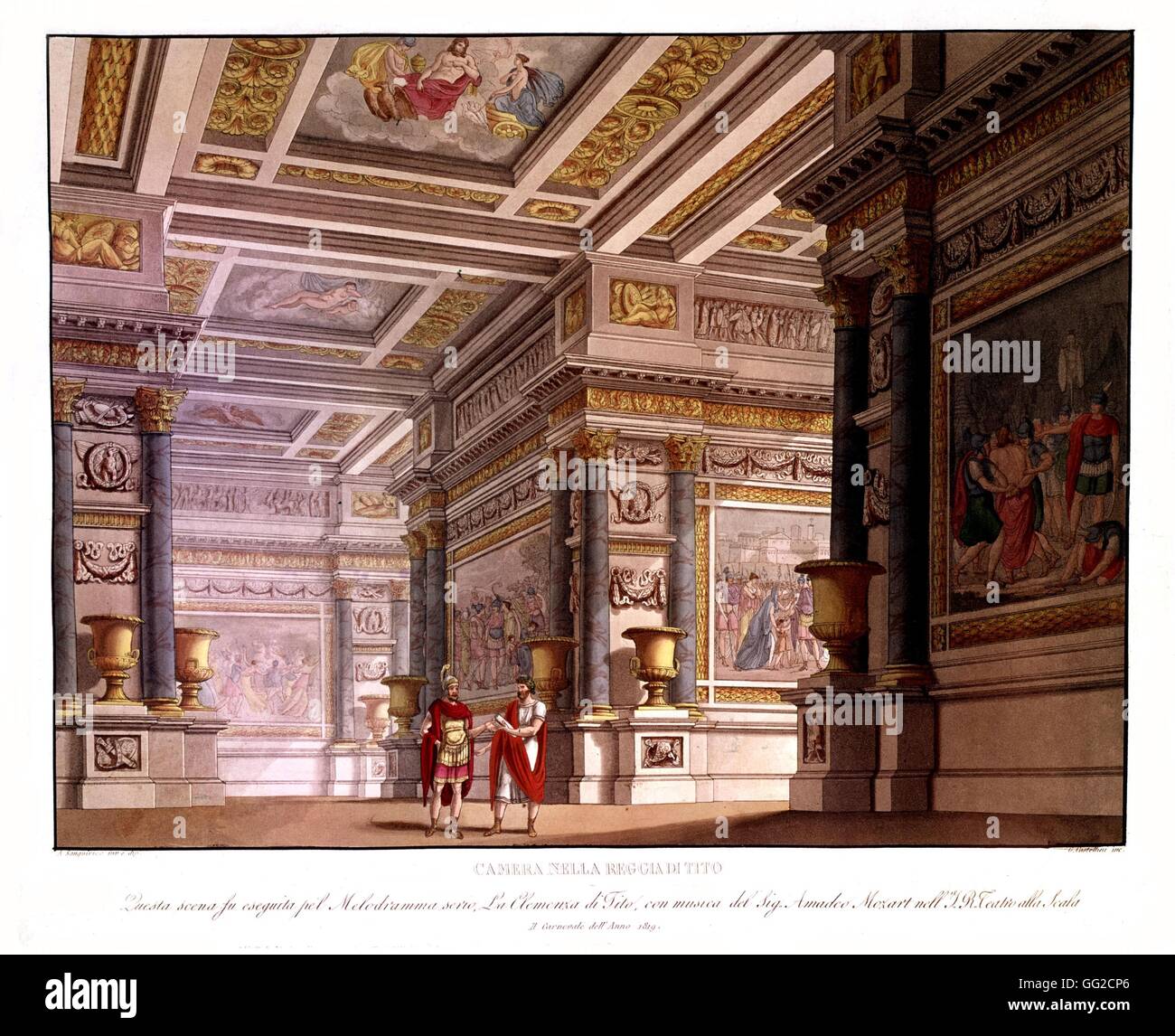 Sanquirico Theater set for Mozart opera's 'The Clemency of Titus' 1819 London, Victoria and Albert museum Stock Photo