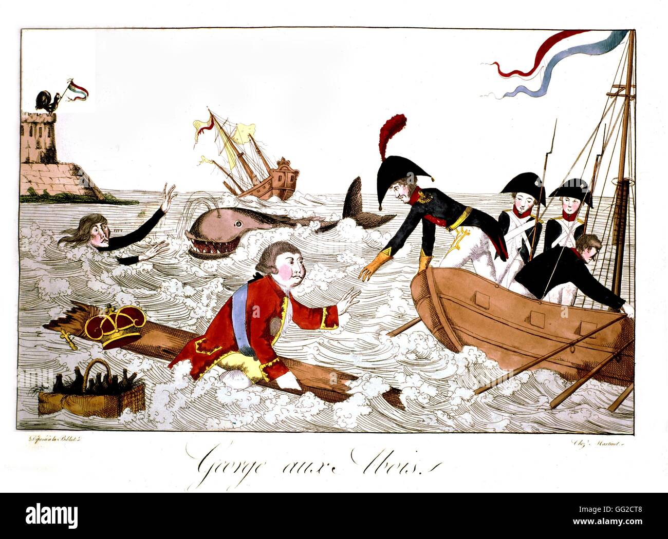 Anonymous caricature 'King of England George III in desperate straits' July 1903 France Stock Photo