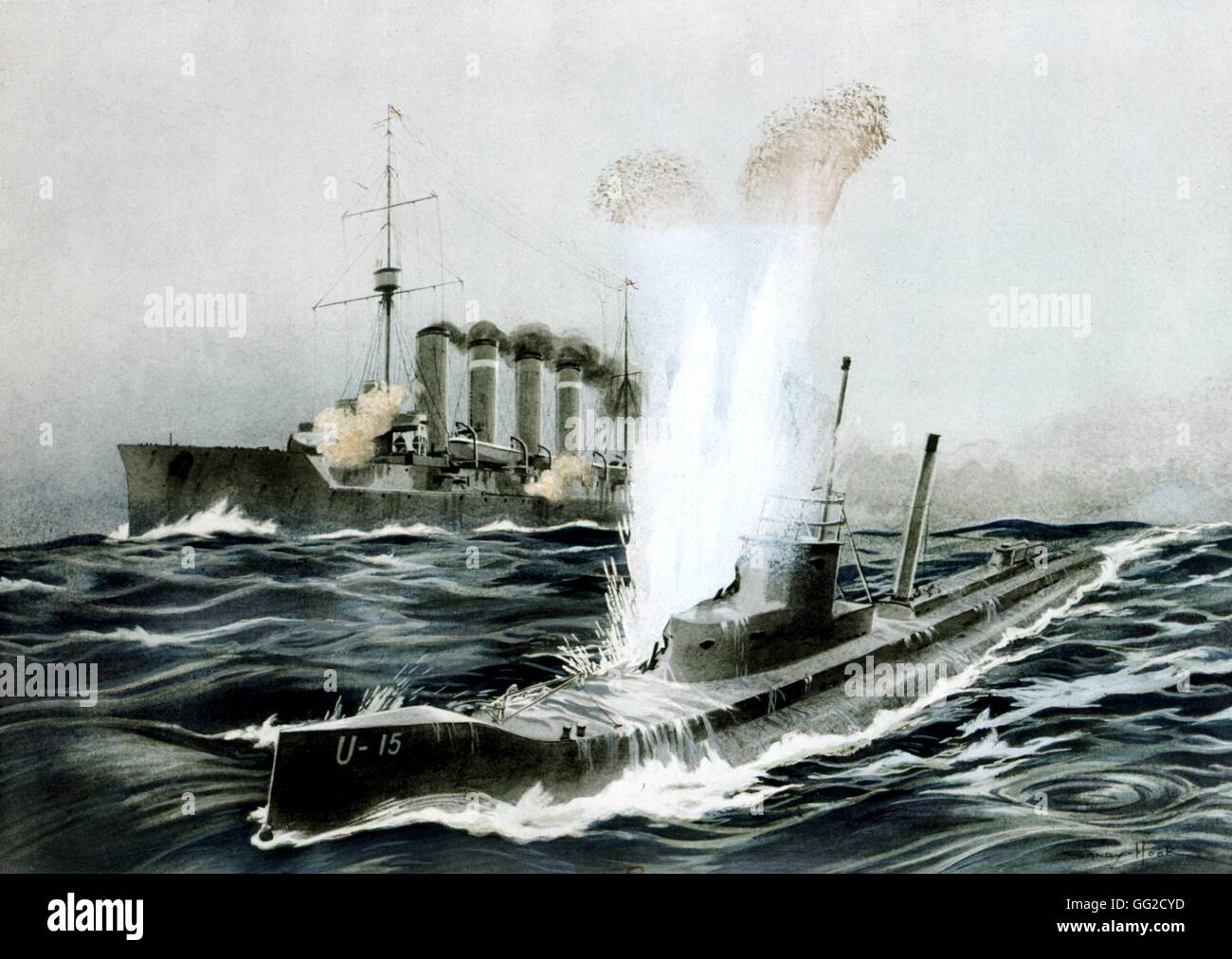 Combat de sous-marin 20th century France - World War I Stock Photo