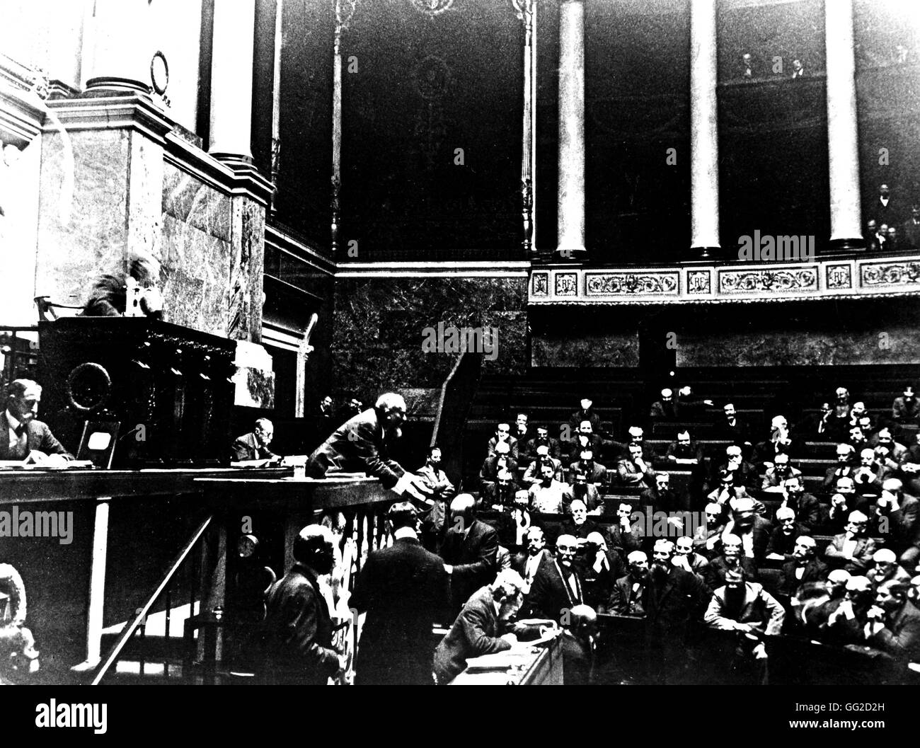 French politician Jean Jaurès talking about the law for the three-years term (for the service militaire) Photograph by Jules-Louis Breton 1913 France Castres. Jaurès Museum Stock Photo