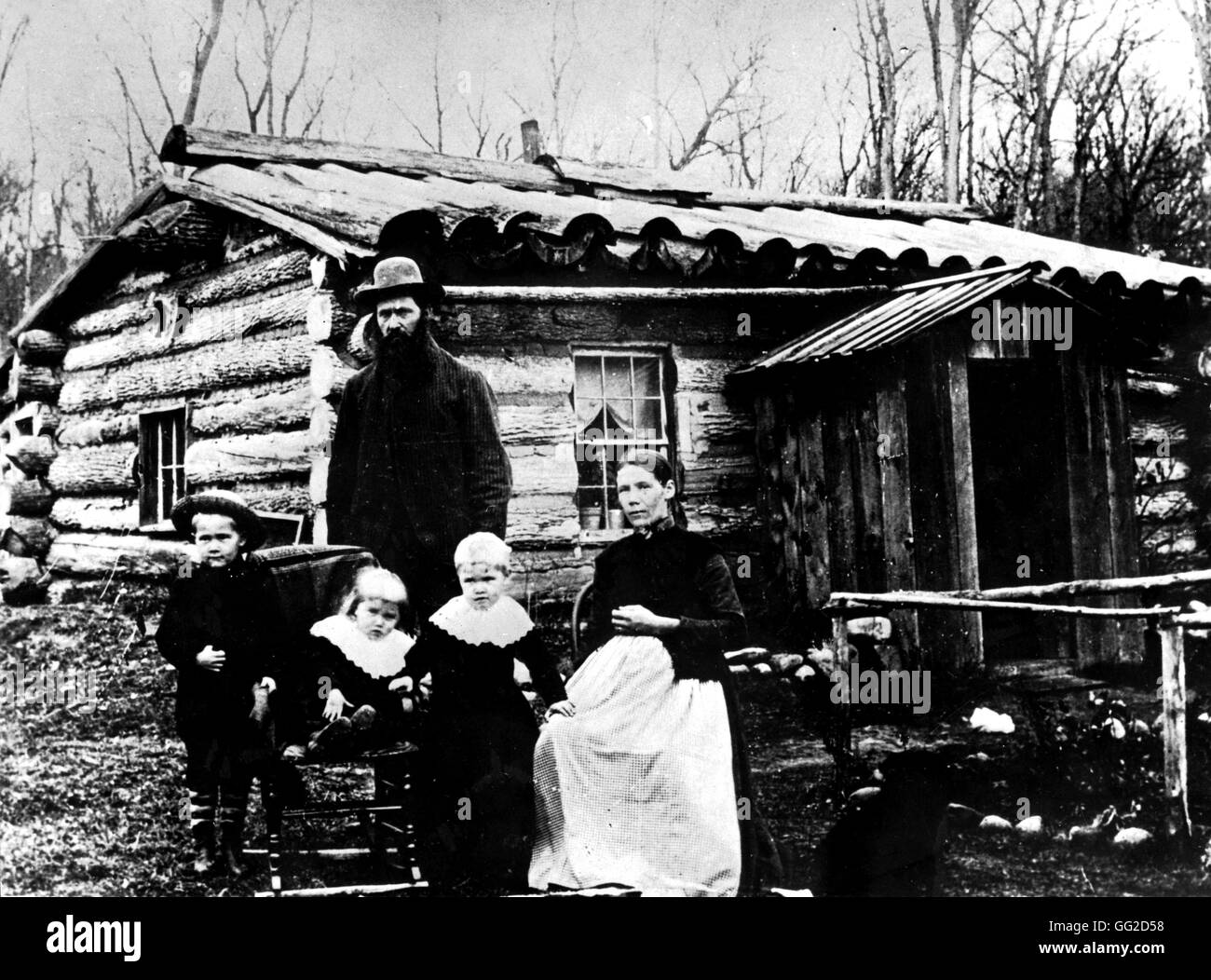The Conquest of the West: a family in the south of the United States 1907 United States Washington. Library of Congress Stock Photo