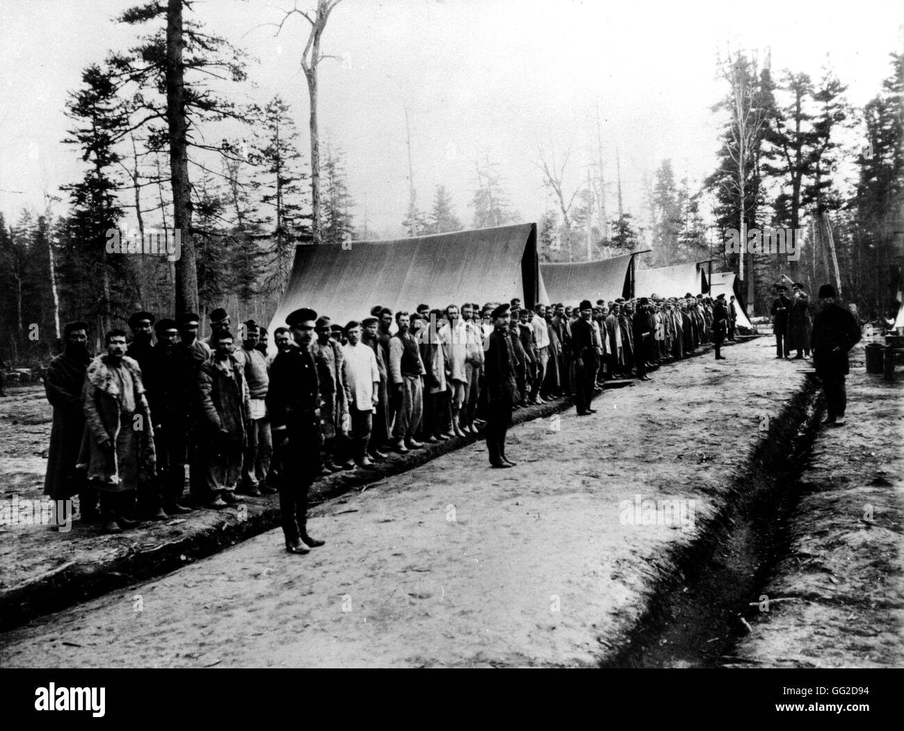 Photo by W.H. Jackson. Siberia. Line of deported workers 1895 Russia Washington. Library of Congress Stock Photo
