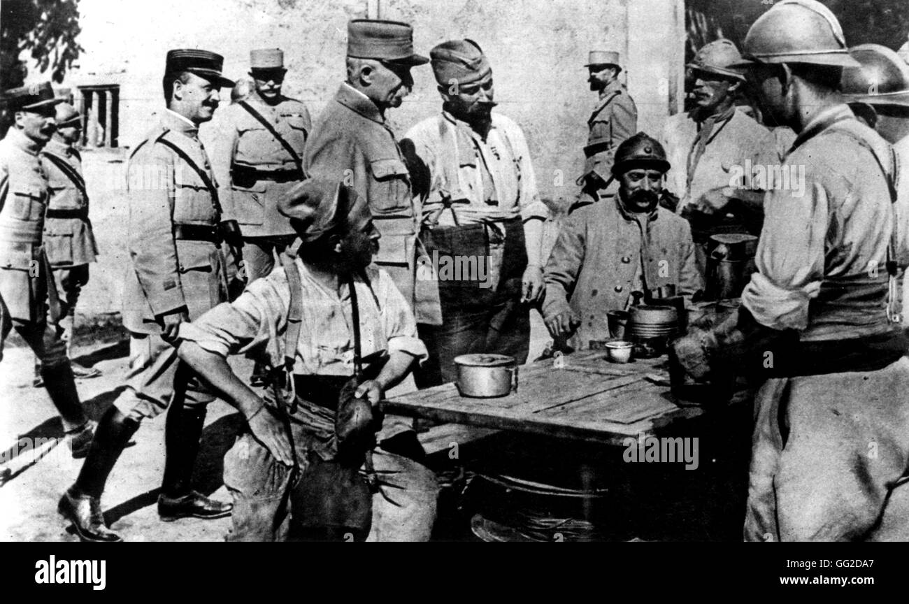 Petain visiting a camp October 14th, 1917 World War I - France Stock Photo