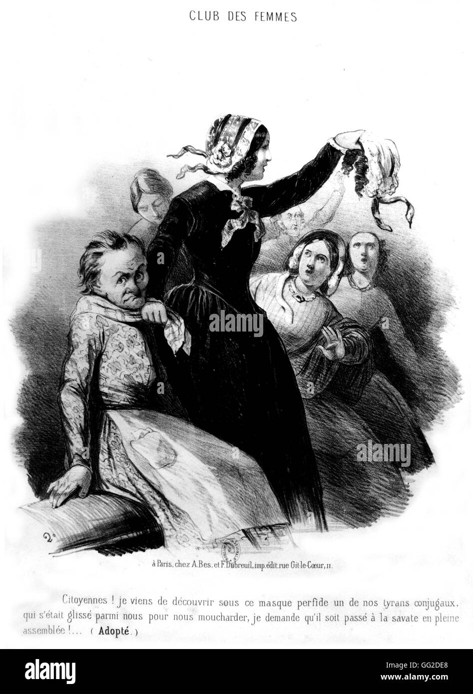 Women's club. 'Compatriots: I have just discovered a man...' February 1848 France Paris. National Library Stock Photo