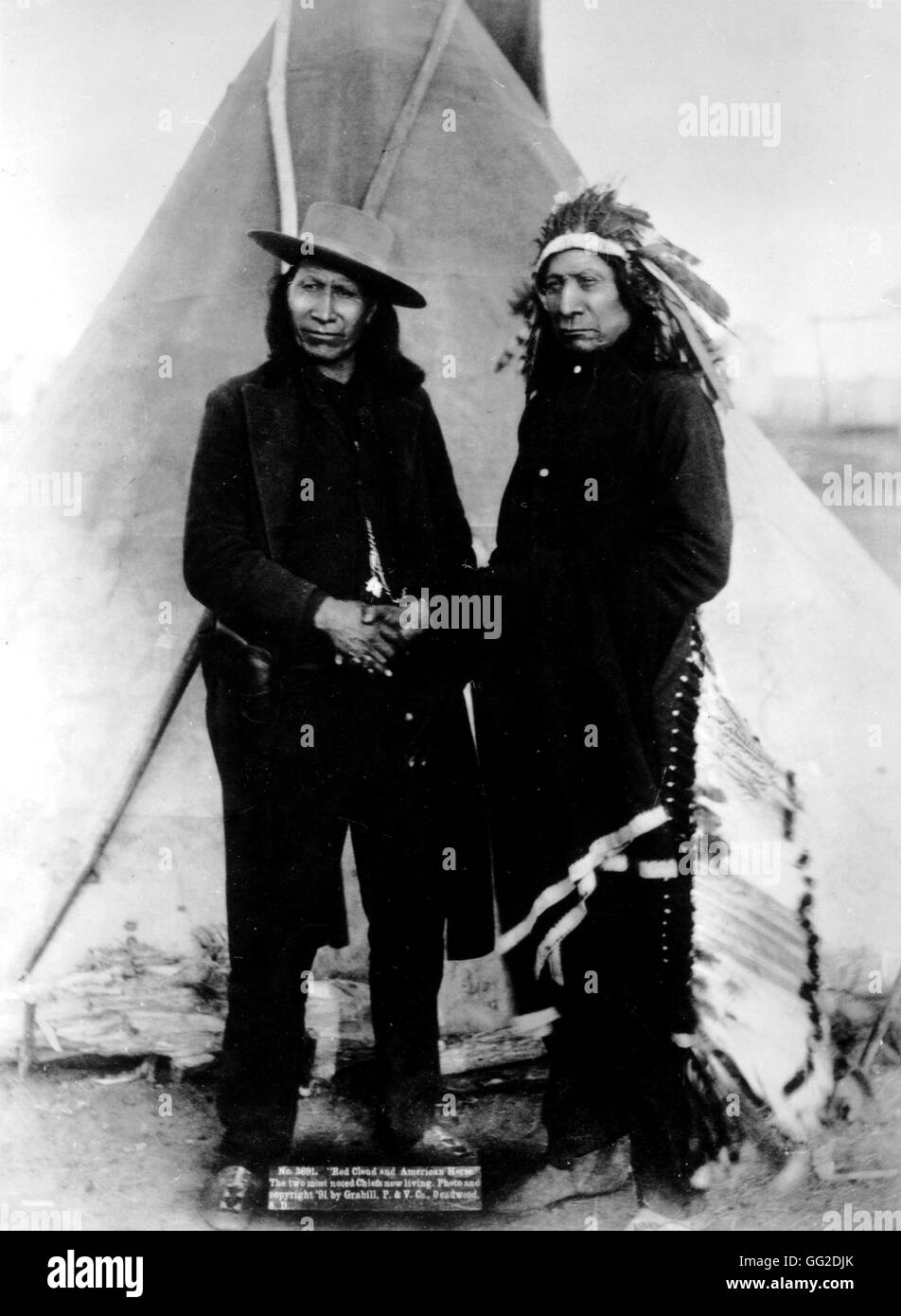 Two famous Indian chiefs Photo Grabill 1891 United States Washington. Library of Congress Stock Photo