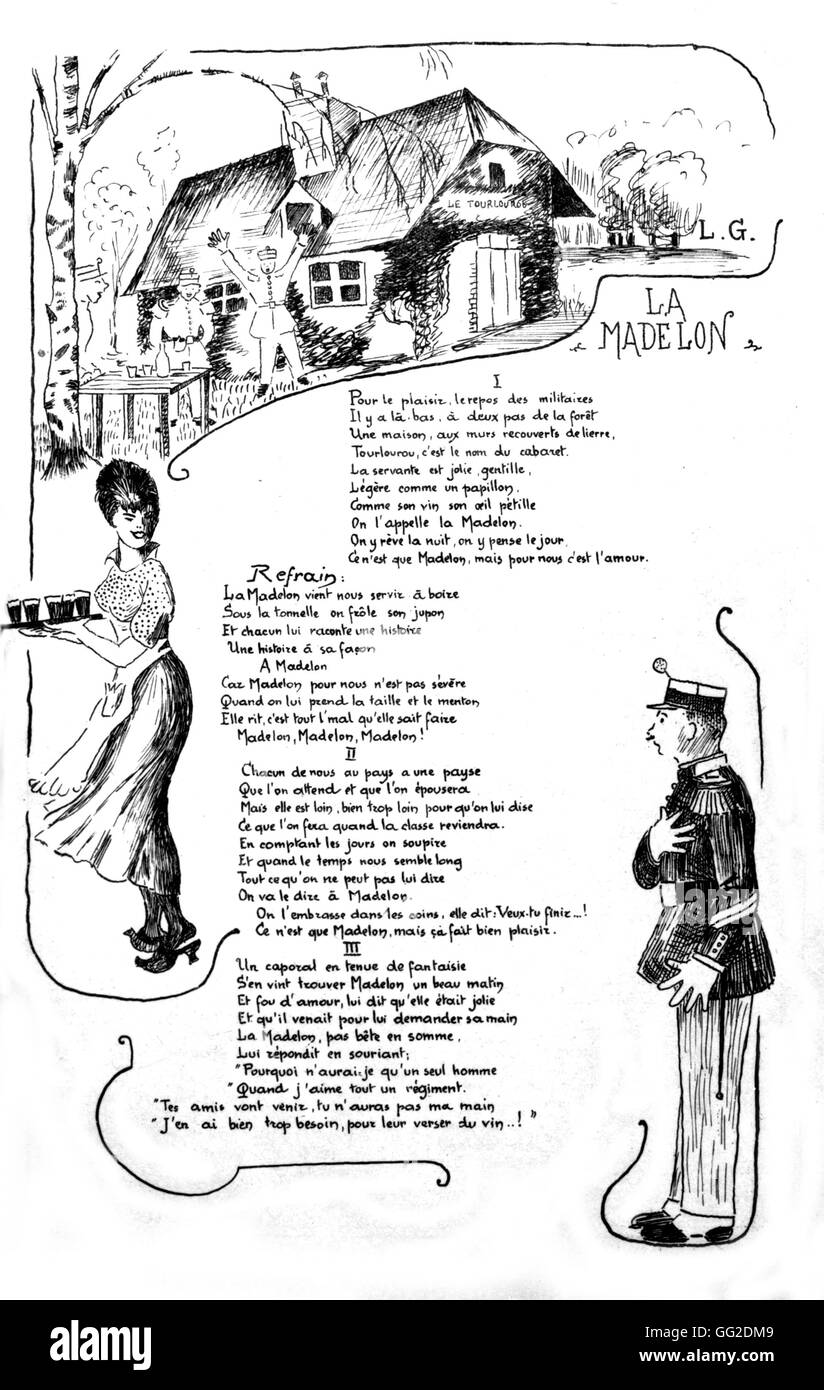 Lyrics of the French song: 'La Madelon' 1917 World War I Stock Photo
