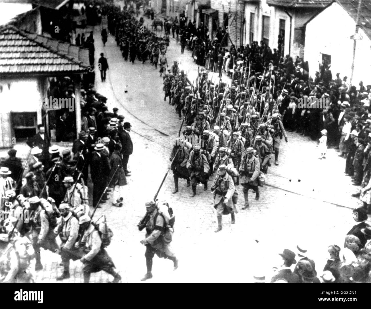 Arrival of the French troops in Saloniki 1917 World War I Stock Photo