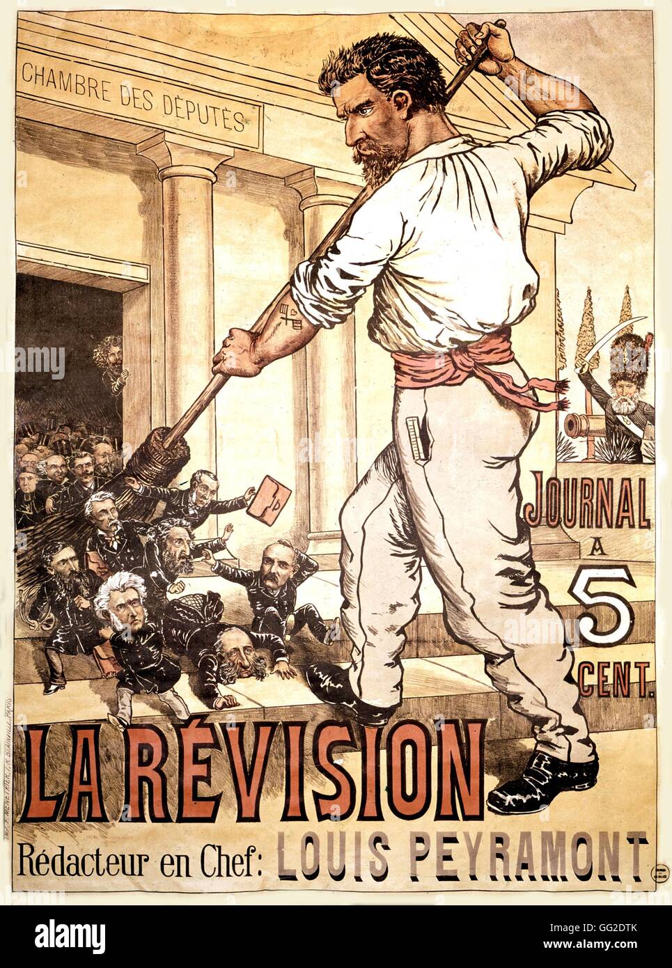 Advertising poster for a newspaper supporting General Boulanger. Georges Clémenceau, Jules Ferry and Emile Combes are to be seen. 1886-1887 France Stock Photo
